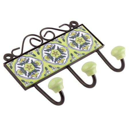 Lime Green Ceramic Flower Tiles Hook Online